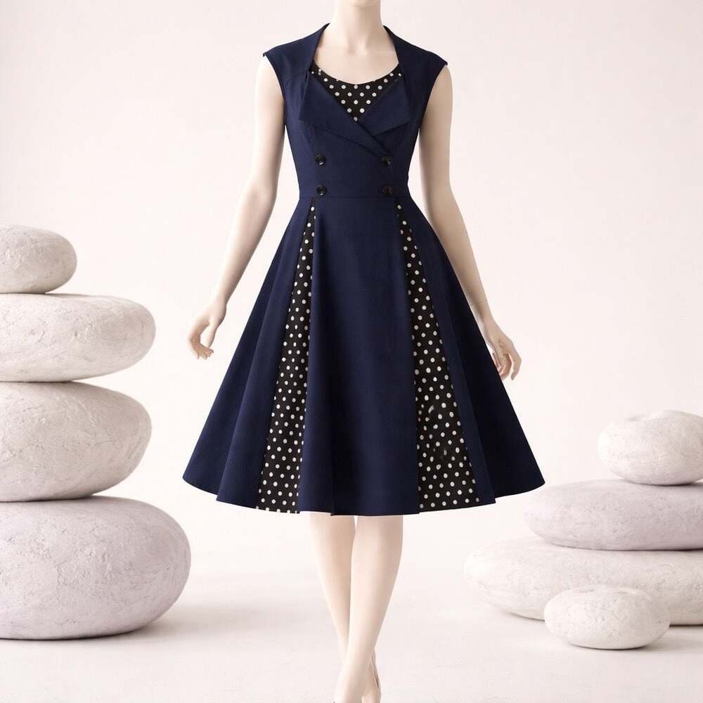 Killreal Women's Sleeveless Polka Dot Double Breasted Dress Size S